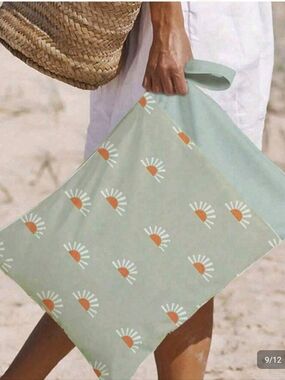 Waterproof Wet & Dry Bag - Sage Green Sun Print